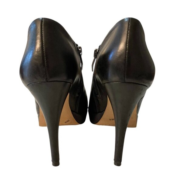 VINCE CAMUTO Elvin High Heeled Leather Booties Shoes Black - Picture 8 of 13